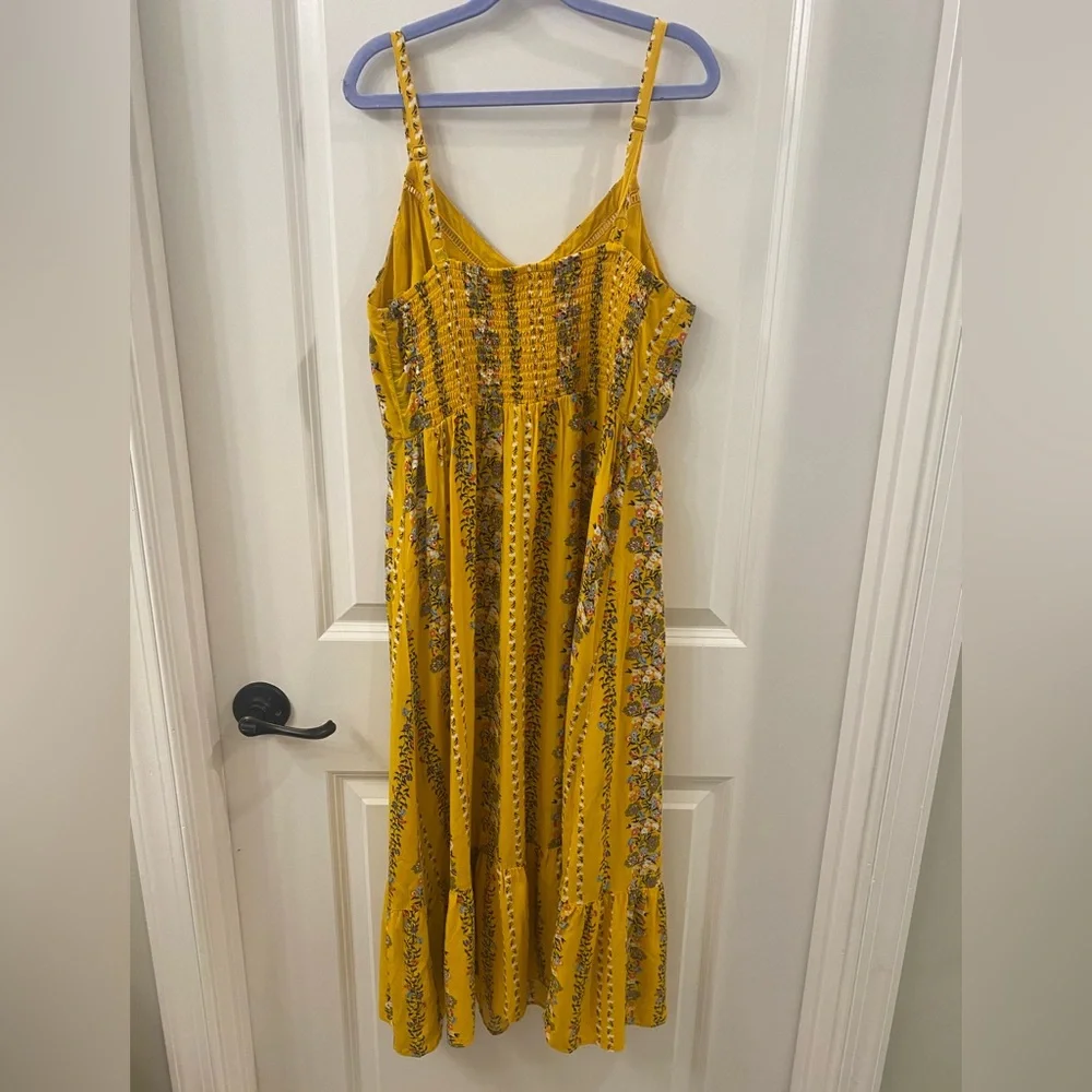 Old Navy Yellow Floral Cami Midi Dress Size M